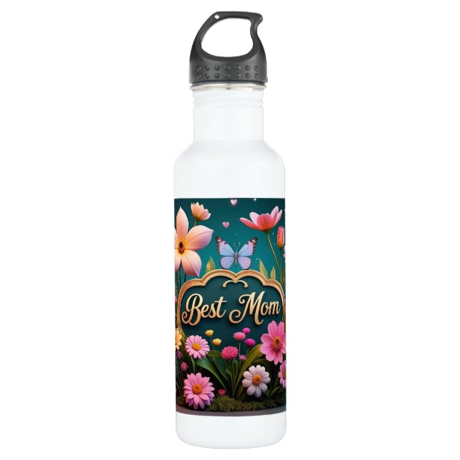 Schöne Glamour Blume Edelstahlflasche (Vorderseite)