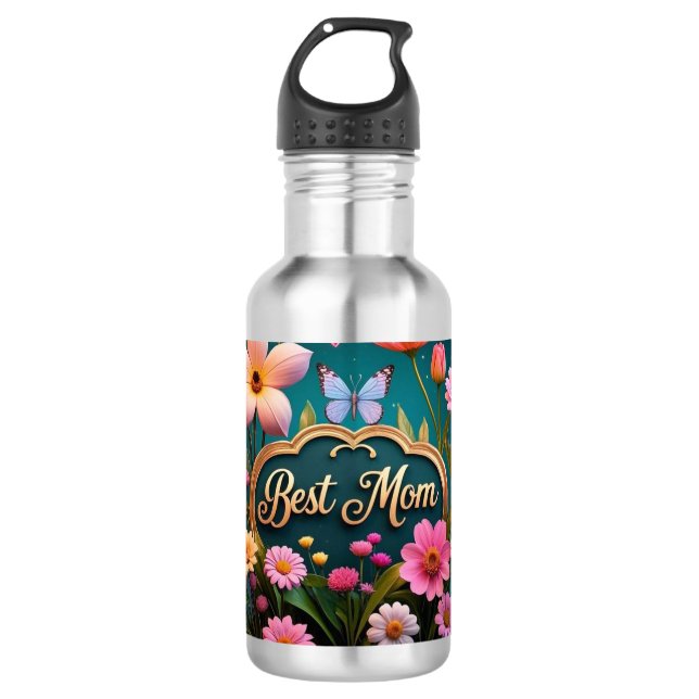 Schöne Glamour Blume Edelstahlflasche (Vorderseite)