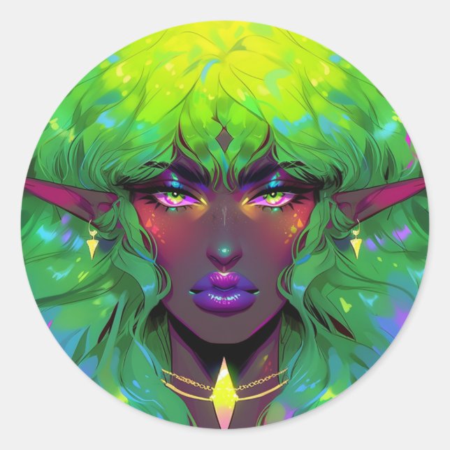 Schöne Glorious Elven Queen Runder Aufkleber (Vorderseite)