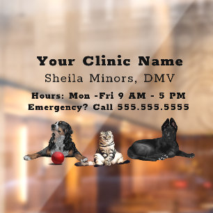 Schöne glückliche Hunde und Katze Veterinärmedi Fensteraufkleber