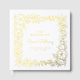 Schöne Gold Floral Frame Taufe Gästebuch