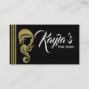 Schöne Gold Glitter Beauty Girl Haar- und Make-up- Visitenkarte