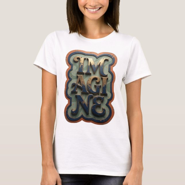 Schöne Gold IMAGINE Design T-Shirt (Vorderseite)