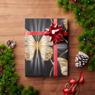 Schöne Gold- und Silberschmetterlinge Geschenkpapier