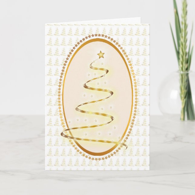 Schöne Gold Weihnachtsbaum individuell anpassbare  Feiertagskarte (Vorderseite)