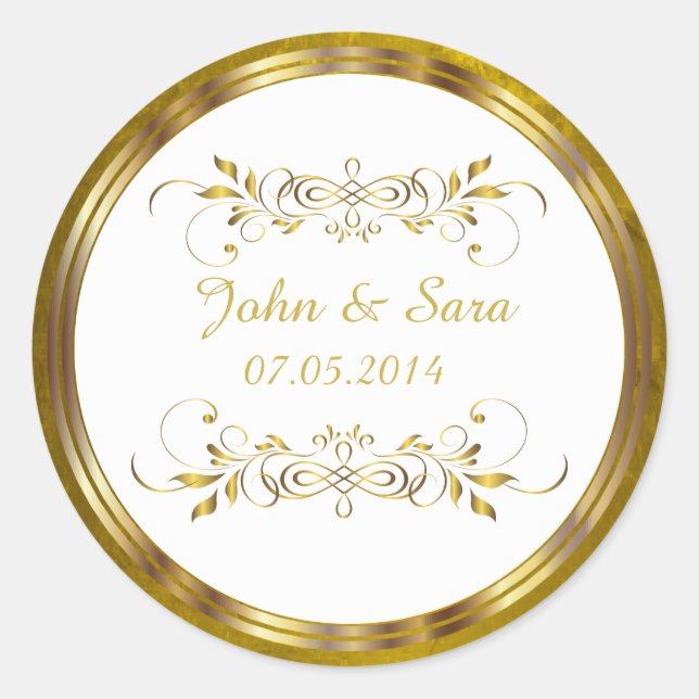 Schöne Golden Foil Kontur Runder Aufkleber (Vorderseite)