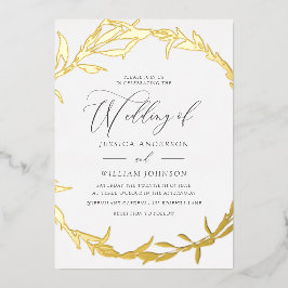 Schöne Golden Leaf Wreath Folieneinladung