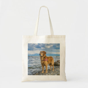 Schöne Golden Retriever / Hund on Beach Foto Tragetasche