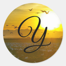 Schöne Golden Sunset Monogram Umschlag Aufkleber