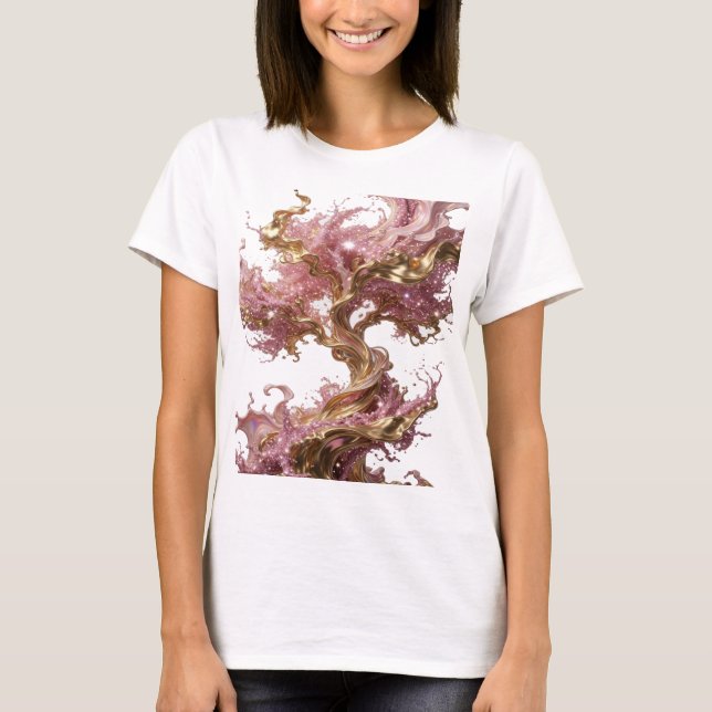 Schöne Goldene ABSTRACT ART Statement T-Shirt (Vorderseite)
