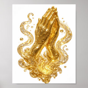 Schöne goldene BETENDE HÄNDE Poster