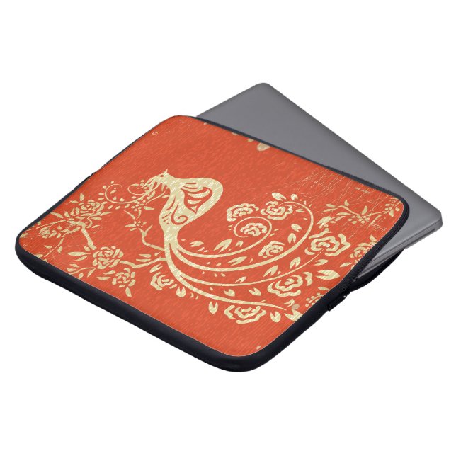 Schöne Goldene Bird Frische Giro Retro Laptopschutzhülle (Vorne Oben)