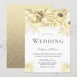 Schöne Goldene Blume Elegante Hochzeit Einladung