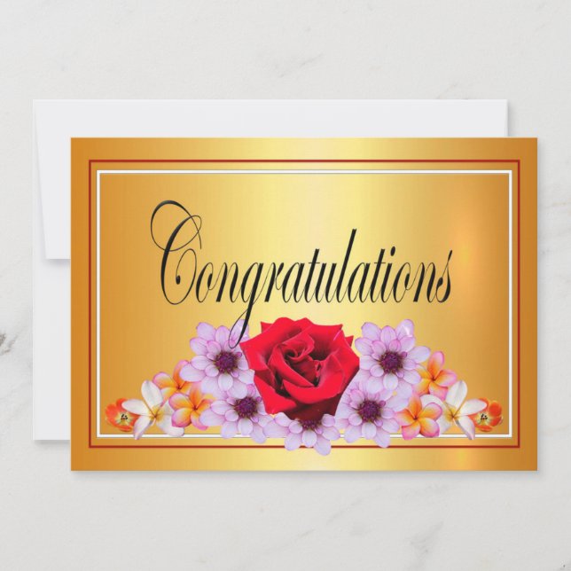 Schöne goldene Blumenmuster gratulieren Einladung (Vorderseite)