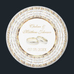 Schöne goldene Hochzeitsbands Magnet<br><div class="desc">Hochzeitstag Gefallen Magnet. Ein Hochzeitstag Keepake von der Braut und der Gräuel bereit, um zu personalisieren. ⭐ Dieses Produkt ist zu 100% benutzerdefinierbar. Grafiken und / oder Text können hinzugefügt, gelöscht, verschoben, verändert, verändert, gedreht, etc.. ⭐ (Bitte vergewissern Sie sich, dass die Grafik, wenn nötig, vor der Bestellung verändert werden)...</div>