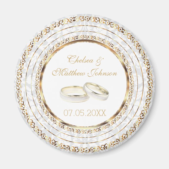 Schöne goldene Hochzeitsbands Magnet (Vorne)