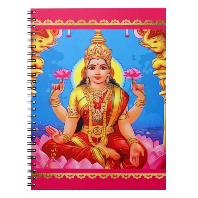 Schöne goldene Lakshmi Diwali Göttin Notizblock (Vorderseite)