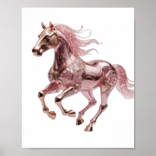 Schöne goldene PINK GLITZERNDES PFERD Modernes Des Poster
