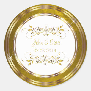 Schöne Goldfolien-Umrandung Hochzeit Runder Aufkleber