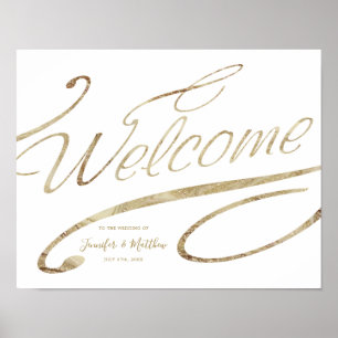 Schöne Goldkalligrafie Begrüßungspapier Poster