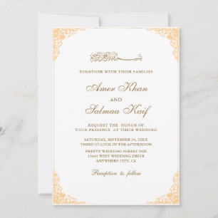 Schöne Goldrahmen muslim Hochzeit Einladungen