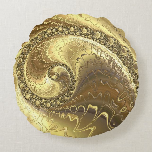 Schöne Goldtöne Rundes Kissen (Vorderseite)