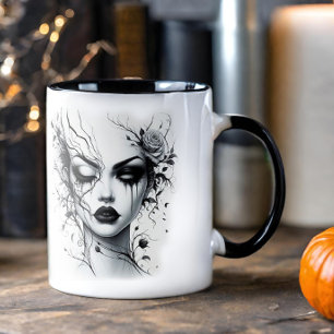 Schöne Gothic-Frau Tasse