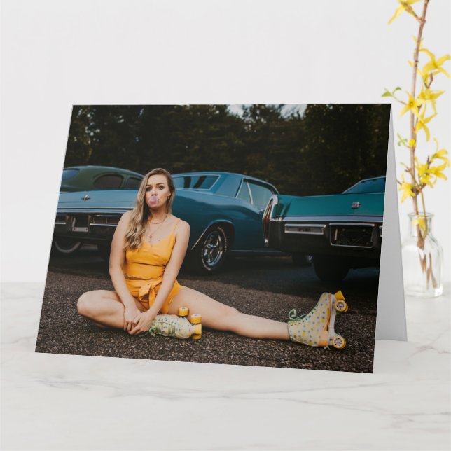 schöne Göttin in Vintager Mode-Grußkarte Karte (Gelbe Blume)