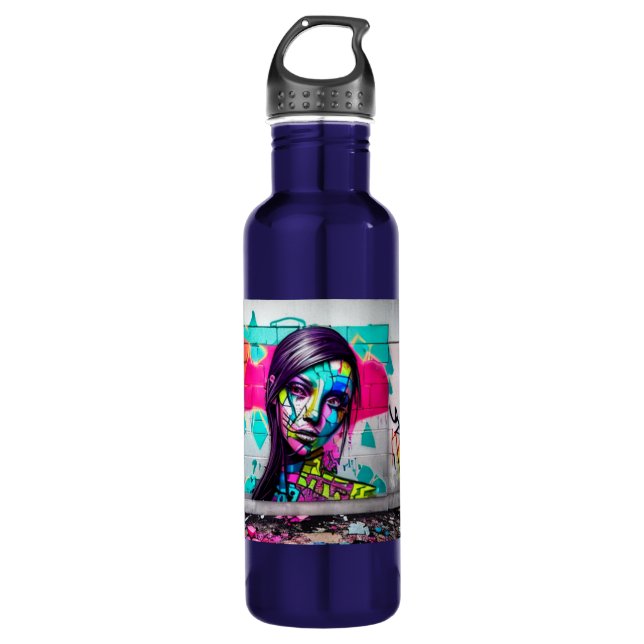Schöne Graffiti Art Woman Edelstahlflasche (Vorderseite)