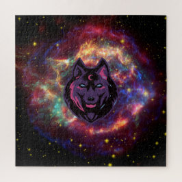 Schöne grafische Wolfskunst, Galaxie Hintergrund