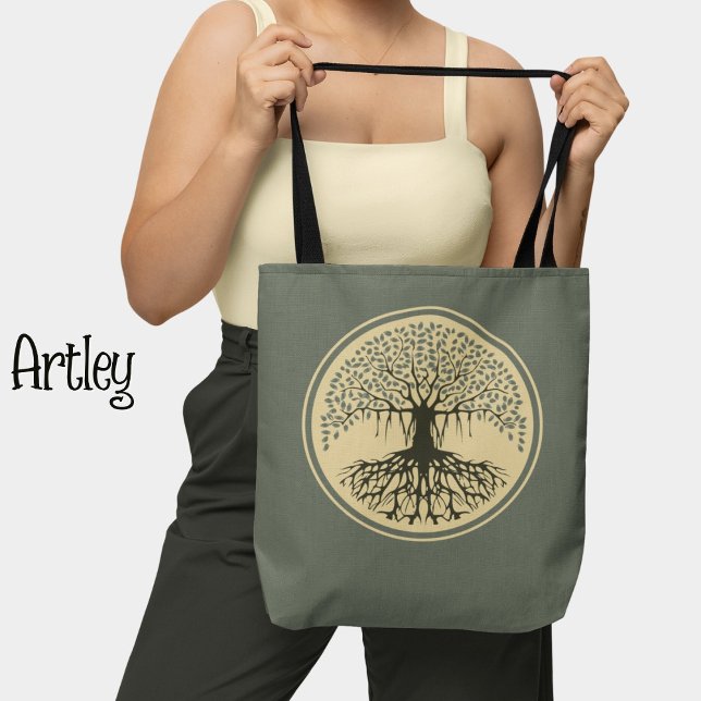 Schöne graue Creme Banyan Tree of Life Tasche (Von Creator hochgeladen)
