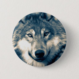 Schöne graue Wolf Woodland Wildlife Button