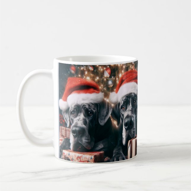 Schöne Great Dane Hunde Weihnachten Kunst Kaffeetasse (Links)