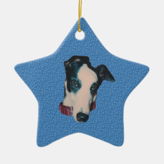 Schöne Greyhound Face Dog Ornament (Vorne)