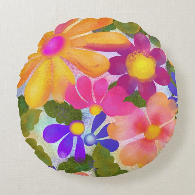 Schöne große Blume Rundes Kissen (Vorderseite)