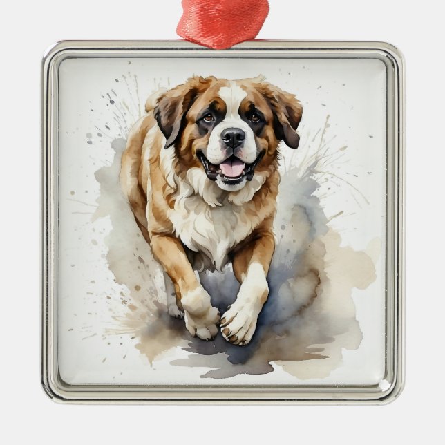 SCHÖNE GROSSE SAINT BERNARD DOG ORNAMENT AUS METALL (Vorne)