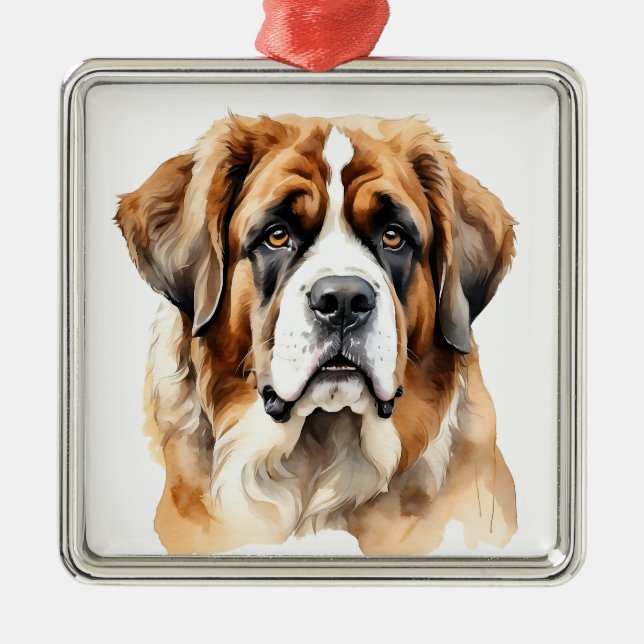 SCHÖNE GROSSE SAINT BERNARD DOG ORNAMENT AUS METALL (Vorne)