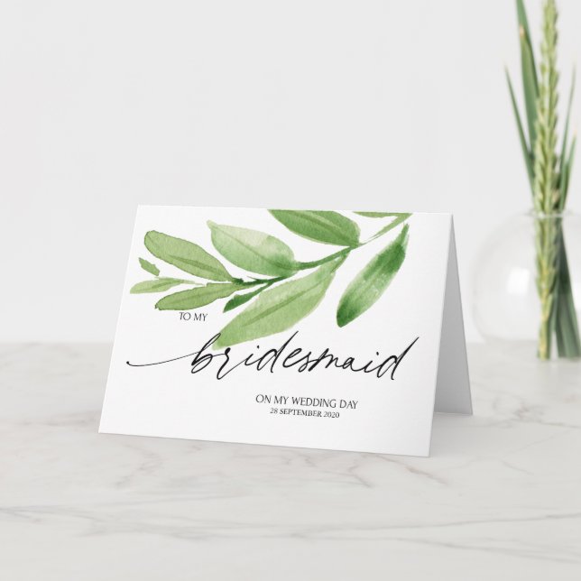 Schöne Grün zu meiner Bridesmaid auf meiner Hochze Karte (Vorderseite)