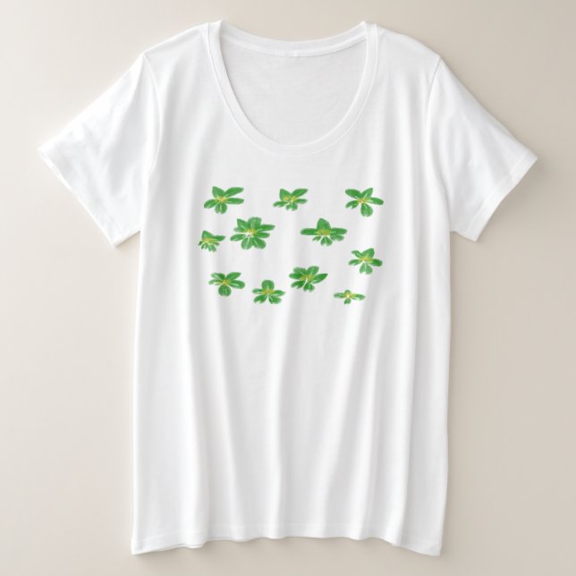 Schöne grüne Blume für den Sommer Große Größe T-Shirt (Design vorne)