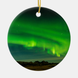 Schöne grüne Island-Nordlichter Keramikornament