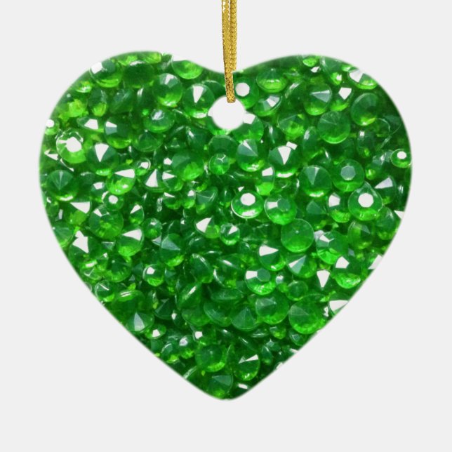 Schöne grüne Kristalle Keramik Herzverzierung Keramikornament (Vorne)