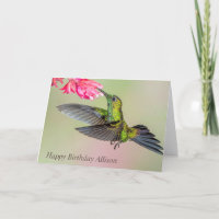 Schöne grüne Krone Hummingbird Happy Birthday