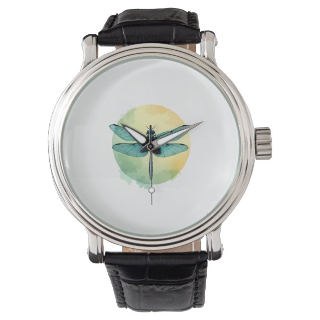 Schöne grüne Libelle Armbanduhr (Vorderseite)