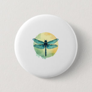 Schöne grüne Libelle Button