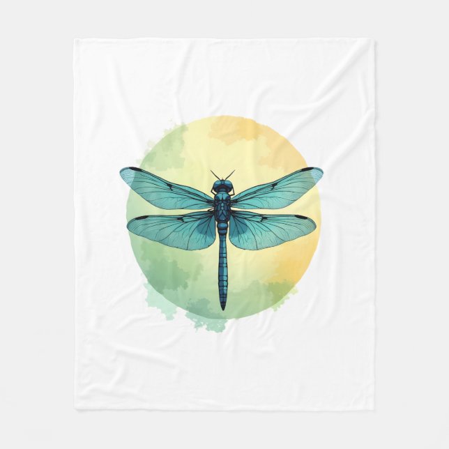 Schöne grüne Libelle Fleecedecke (Vorderseite)
