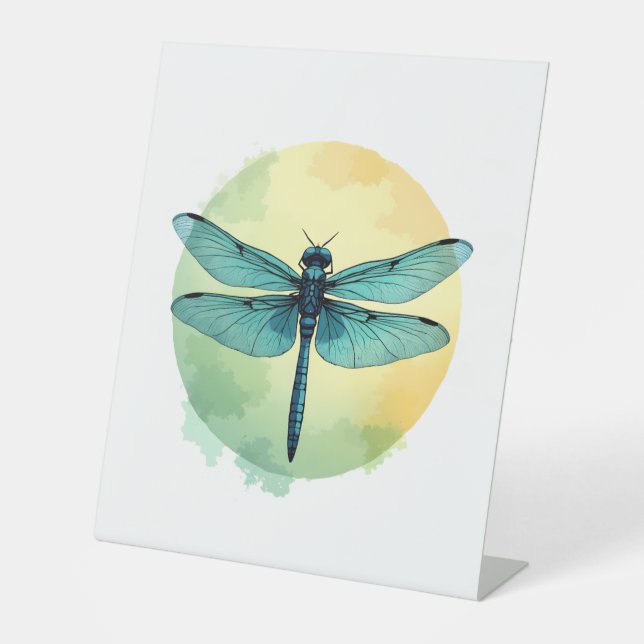 Schöne grüne Libelle Sockelschild (Vorderseite)