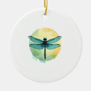 Schöne grüne Libellen-Aquarell-Kunst Insekten Lo Keramik Ornament