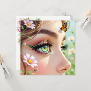 Schöne grüne Mit Augen Märchen und Schmetterlingss Karte