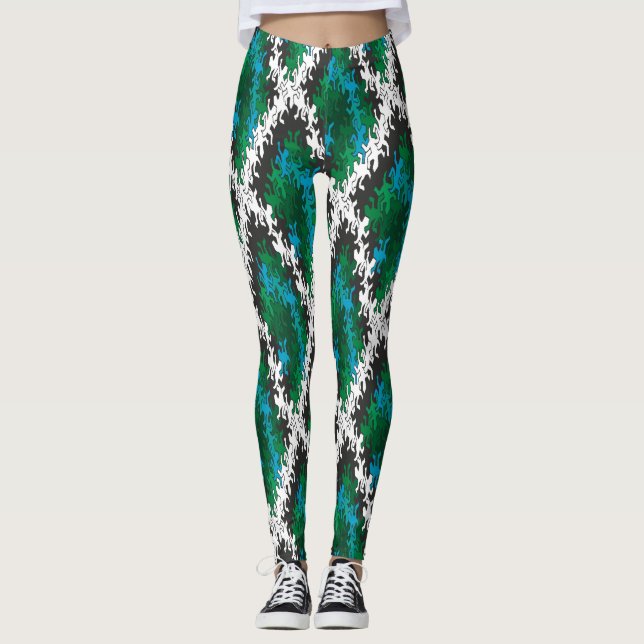 schöne grüne Muster Leggings (Vorderseite)