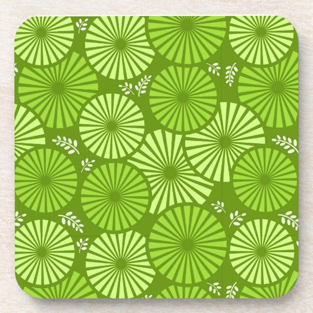 Schöne, grüne Retro-Blüte Cork Untersetzer (Vorderseite)